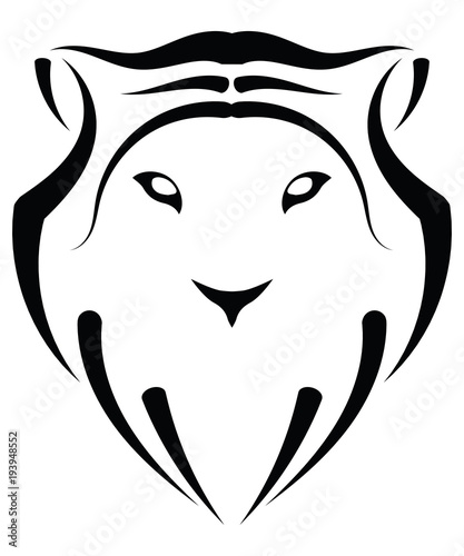 Vector tiger's head as a design element on isolated background