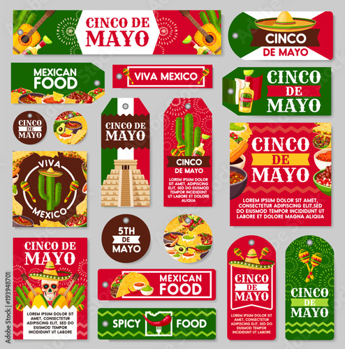 Mexican Cinco de Mayo holiday gift tag and label