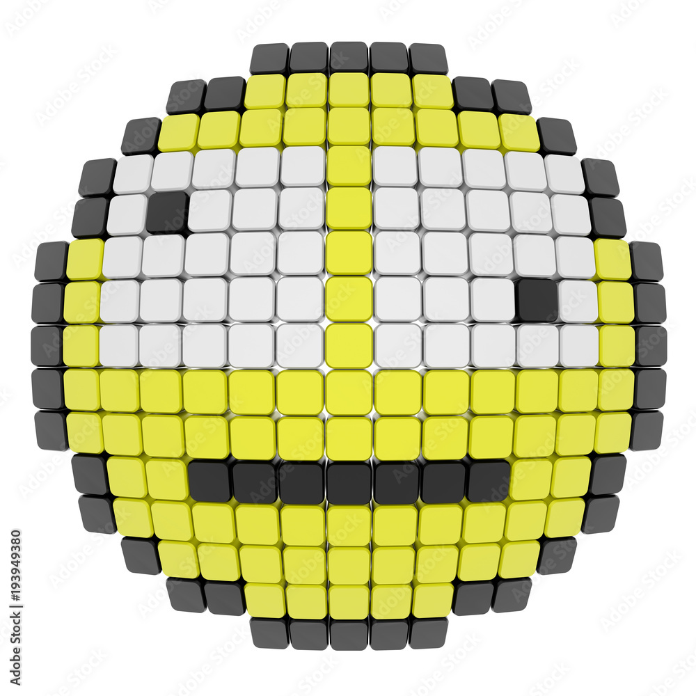 Smiley pixel art style 3d render Stock Illustration | Adobe Stock