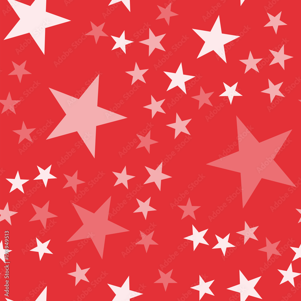 White stars seamless pattern on red background. Pleasing endless random scattered white stars festive pattern. Modern creative chaotic decor. Vector abstract illustration. White stars seamless pattern on red background. Pleasing endless random scattered white stars festive pattern. Modern creative chaotic decor. Vector abstract illustration.