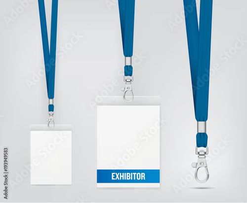 Lanyard design with cord. Cord texture effect. Simple lanyard for events. Label template for your design.
