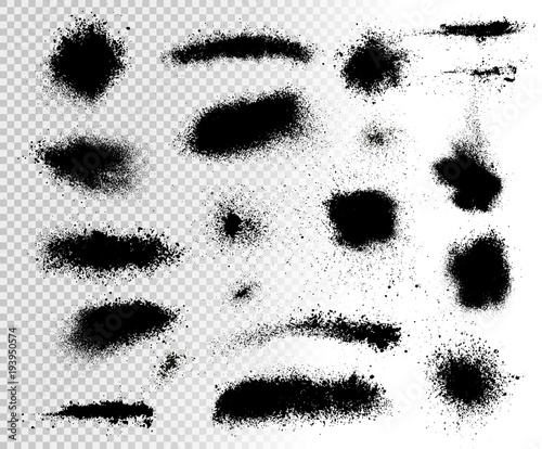 Set of paint stains. Paint splash. Hand painted spots. Transparent background.
