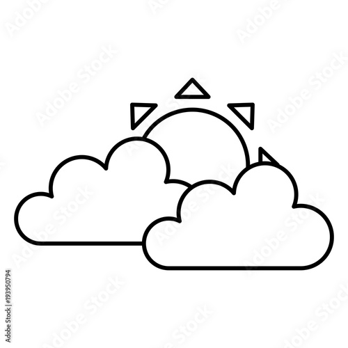 cloud with sun silhouette isolated icon vector illustration design