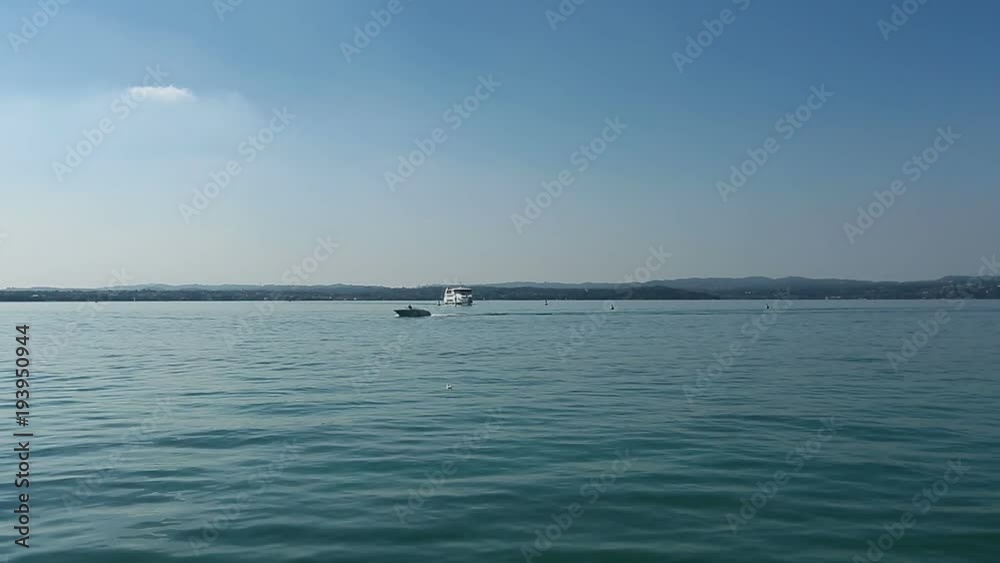 Sirmioni Italy view of Garda Lake and boats Sirmioni Italy view of Garda Lake and boats