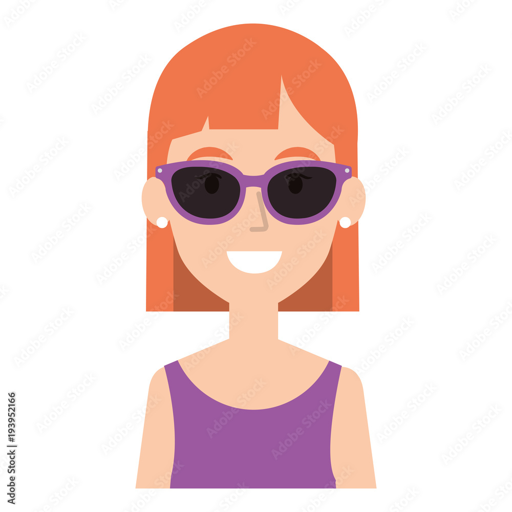 beautiful woman with sunglasses avatar character vector illustration design