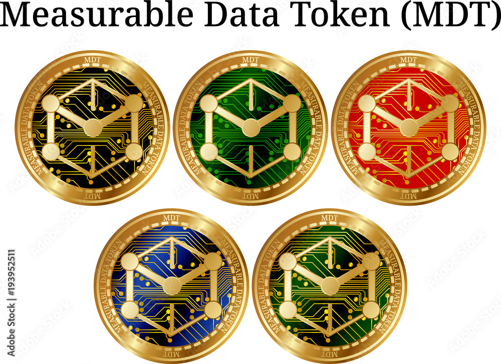Set of physical golden coin Measurable Data Token (MDT) Stock Vector |  Adobe Stock