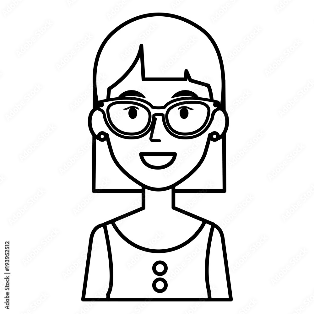 beautiful woman with glasses avatar character vector illustration design