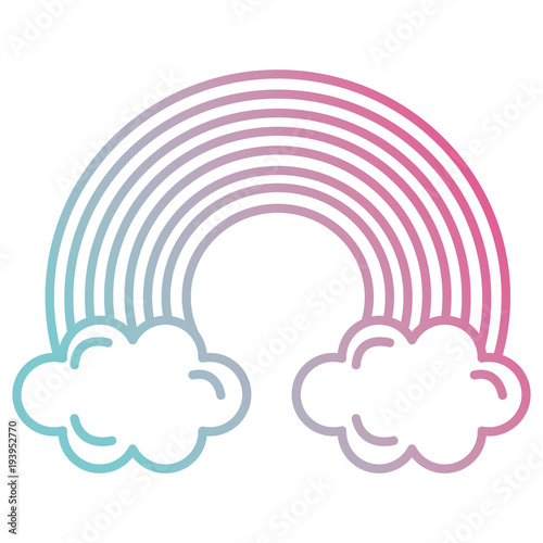 cute rainbown with clouds vector illustration design