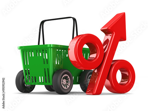 Green empty shopping basket...