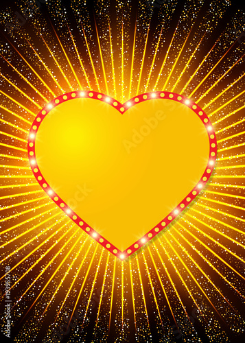 Poster Template with retro heart banner.  Design for presentation, concert, show