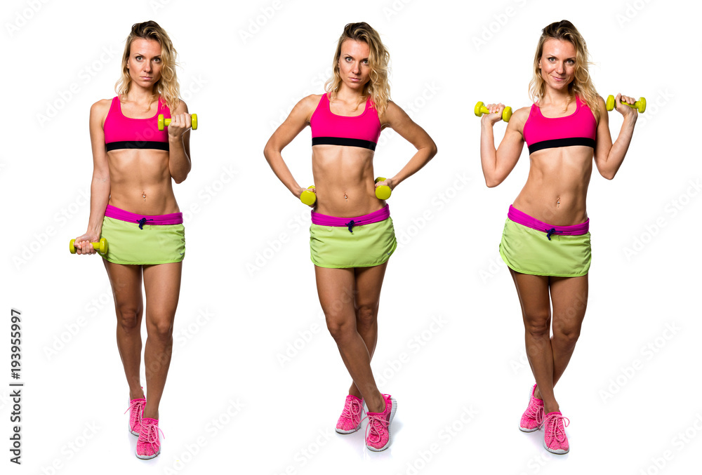 Sport woman making weightlifting Sport woman making weightlifting