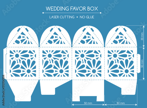Openwork favor box with a lace ornament. Wedding bonbonniere. Laser cutting