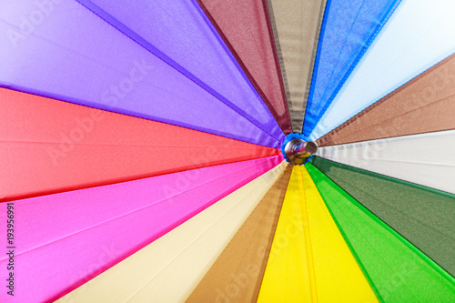 Detailed closeup of colorful umbrella parasol