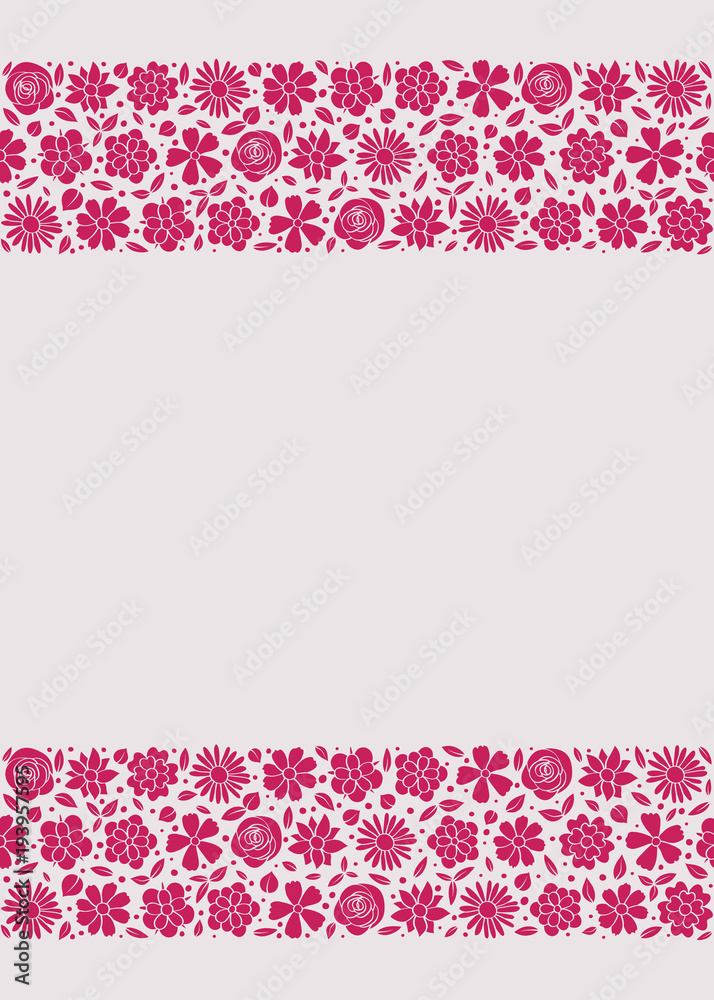 Vintage floral background with hand drawn flowers. Spring, wedding and birthday card. Vector.