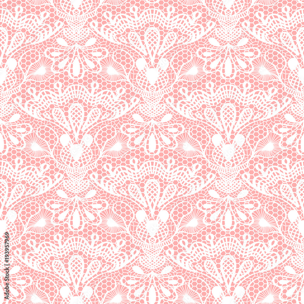 Seamless detailed lace pattern on pink background Seamless detailed lace pattern on pink background