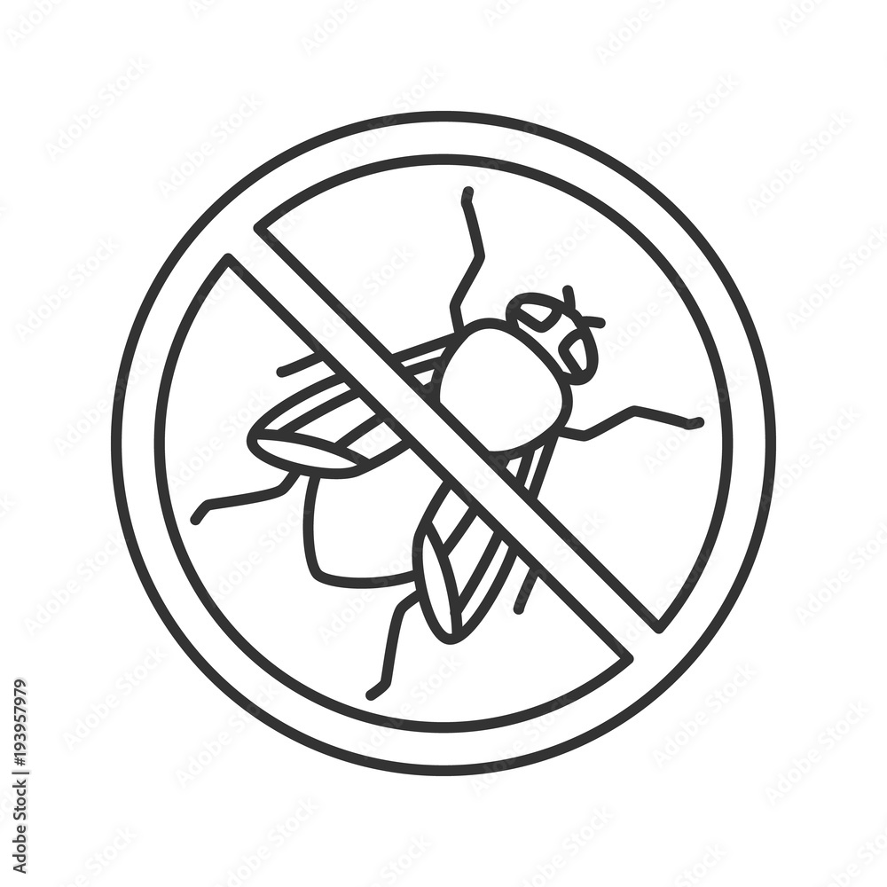 Stop housefly sign linear icon Stop housefly sign linear icon
