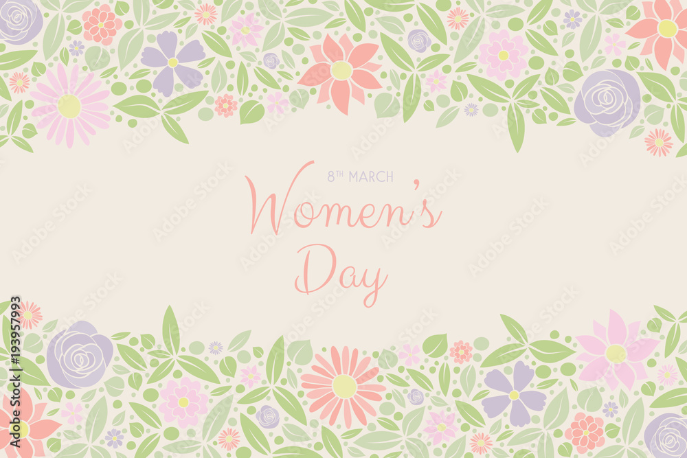 Women's Day - card with hand drawn flowers and wishes. Vector. Women's Day - card with hand drawn flowers and wishes. Vector.