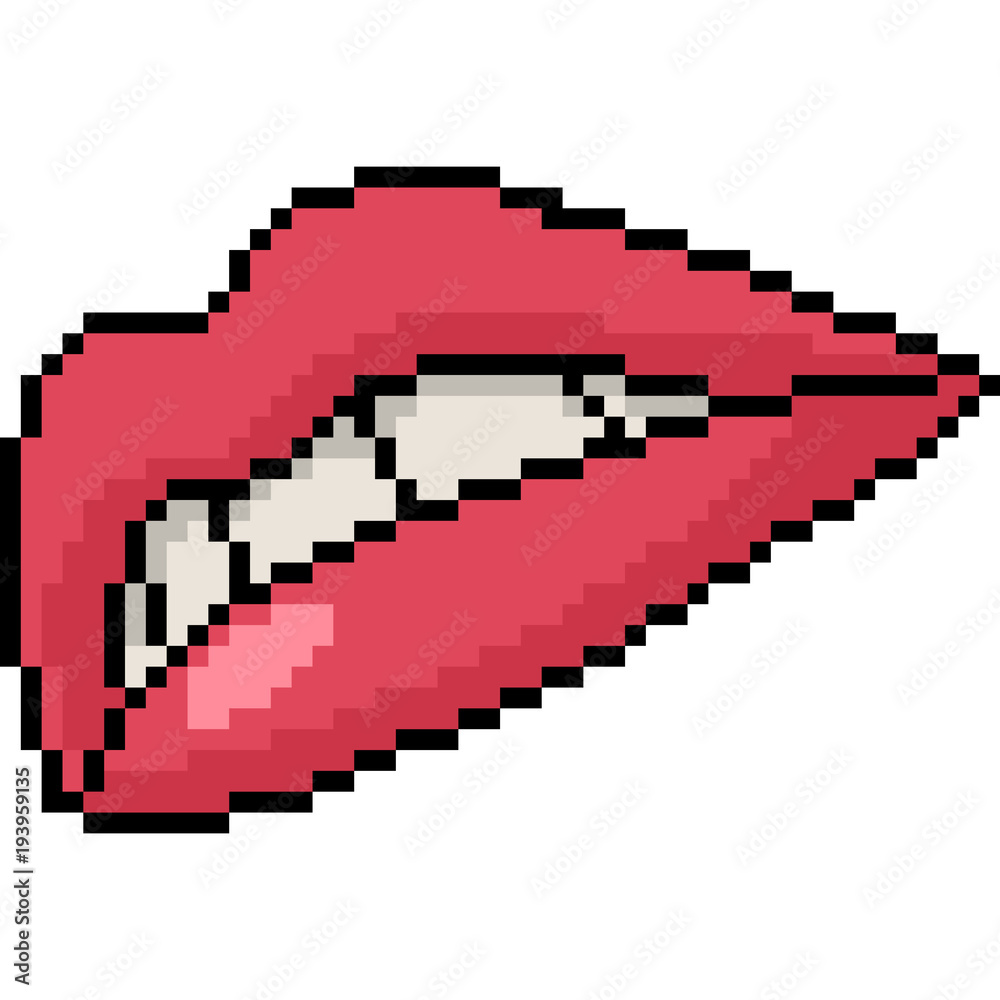 vector pixel art lip vector pixel art lip