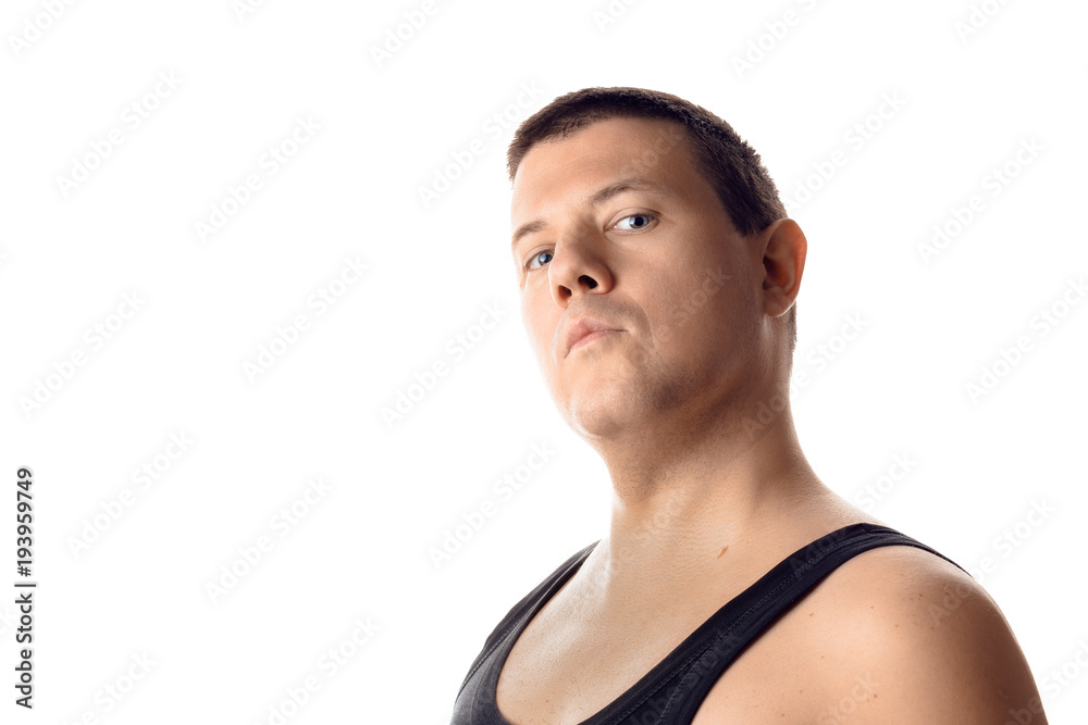 Proud, pride, significant young man loking at the camera. Human emotion, reaction, expression. Isolated on white background.