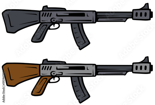 Cartoon automatic rifles vector weapon icons