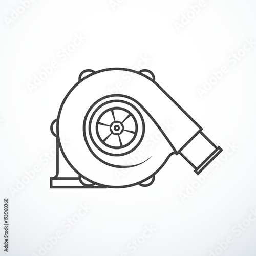 Vector turbocharger isolated. Turbocharger icon