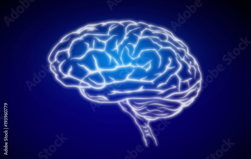 An illustration of a human brain on a colored background symbolising intelligence, mental health and creative thinking.