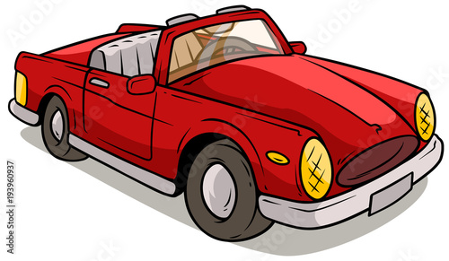 Cartoon red retro car