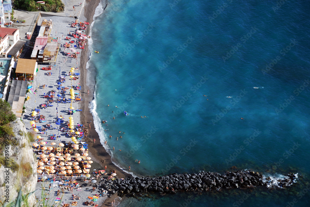 splendid beach of the Sorrento peninsula seen from above