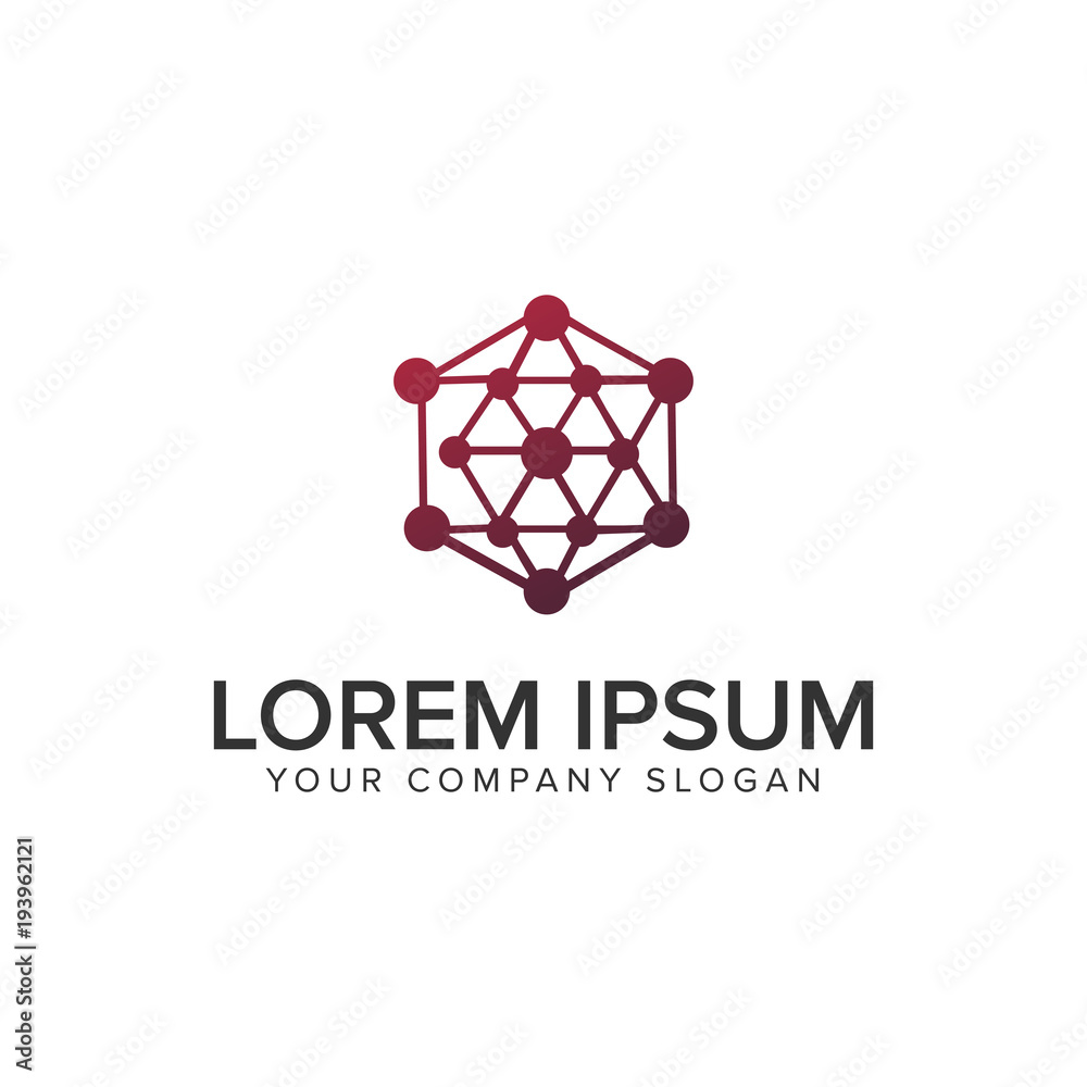 dot hexagon technoogy logo design concept template.