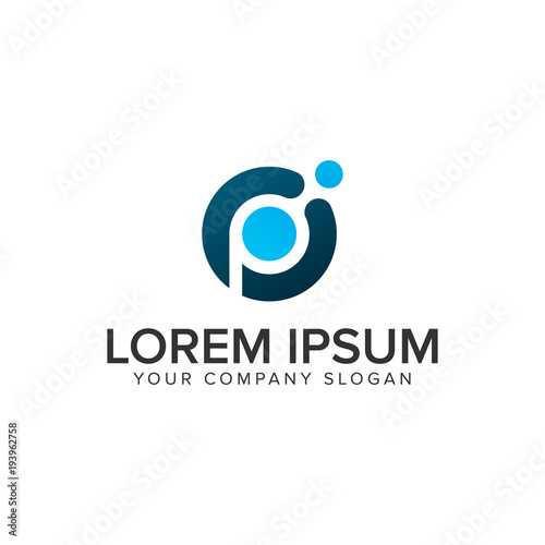 Letter P dot tech logo design concept template.