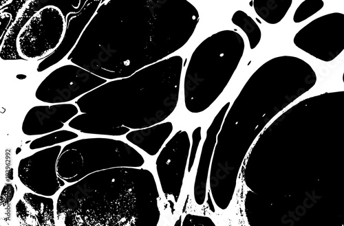 Black and white liquid texture. Watercolor hand drawn marbling illustration. Abstract vector background. Monochrome marble pattern.