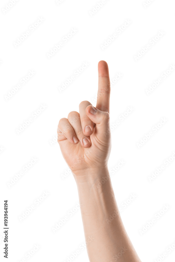 Man showing a numbers with a hand gesture. Isolated on white background. Man showing a numbers with a hand gesture. Isolated on white background.