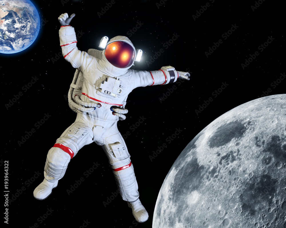 Fototapeta premium Astronaut landing on the Moon