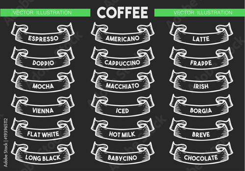 Coffee menu icon set