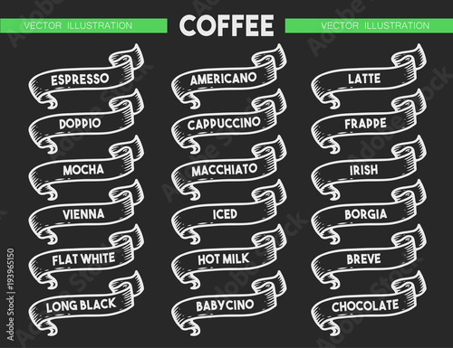Coffee menu icon set