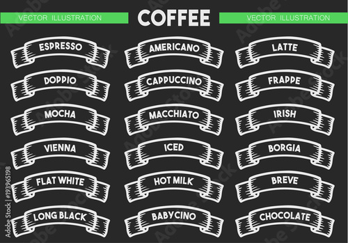 Coffee menu icon set