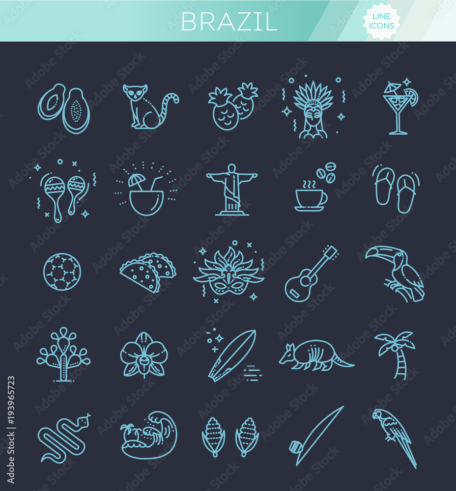 Brazil icon set. Flat design Brazil icon set. Flat design