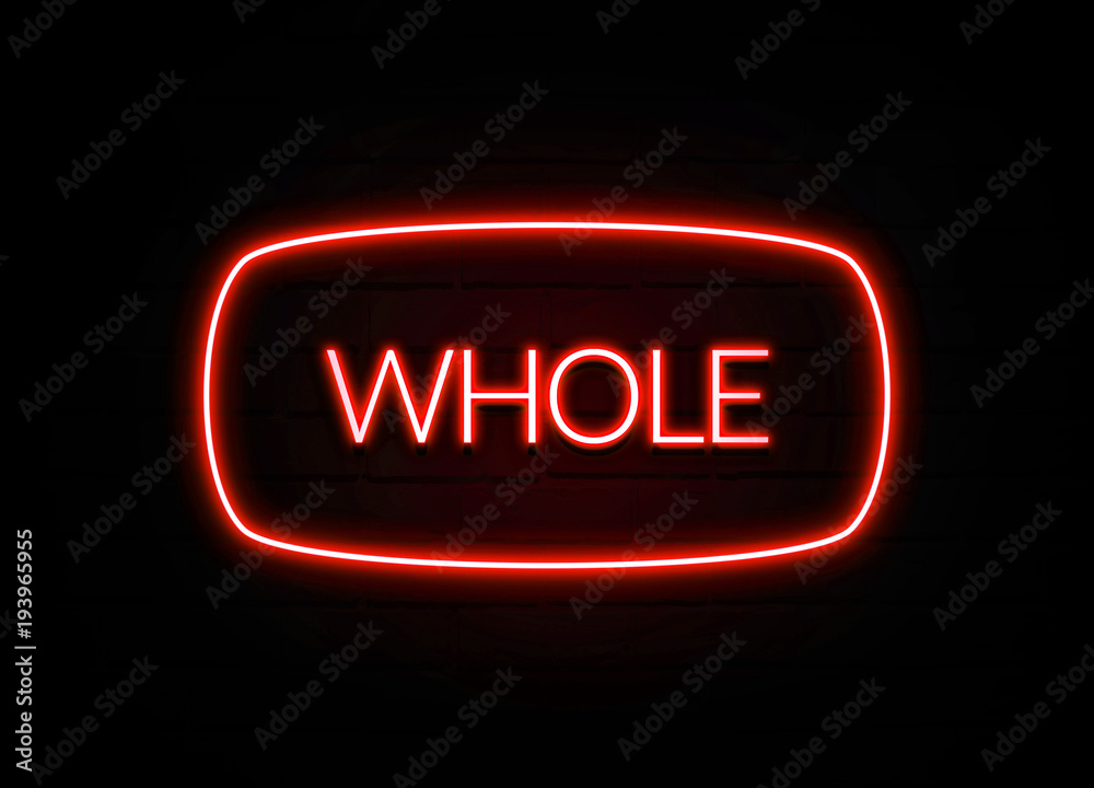 Whole neon sign on brick wall background. Whole neon sign on brick wall background.