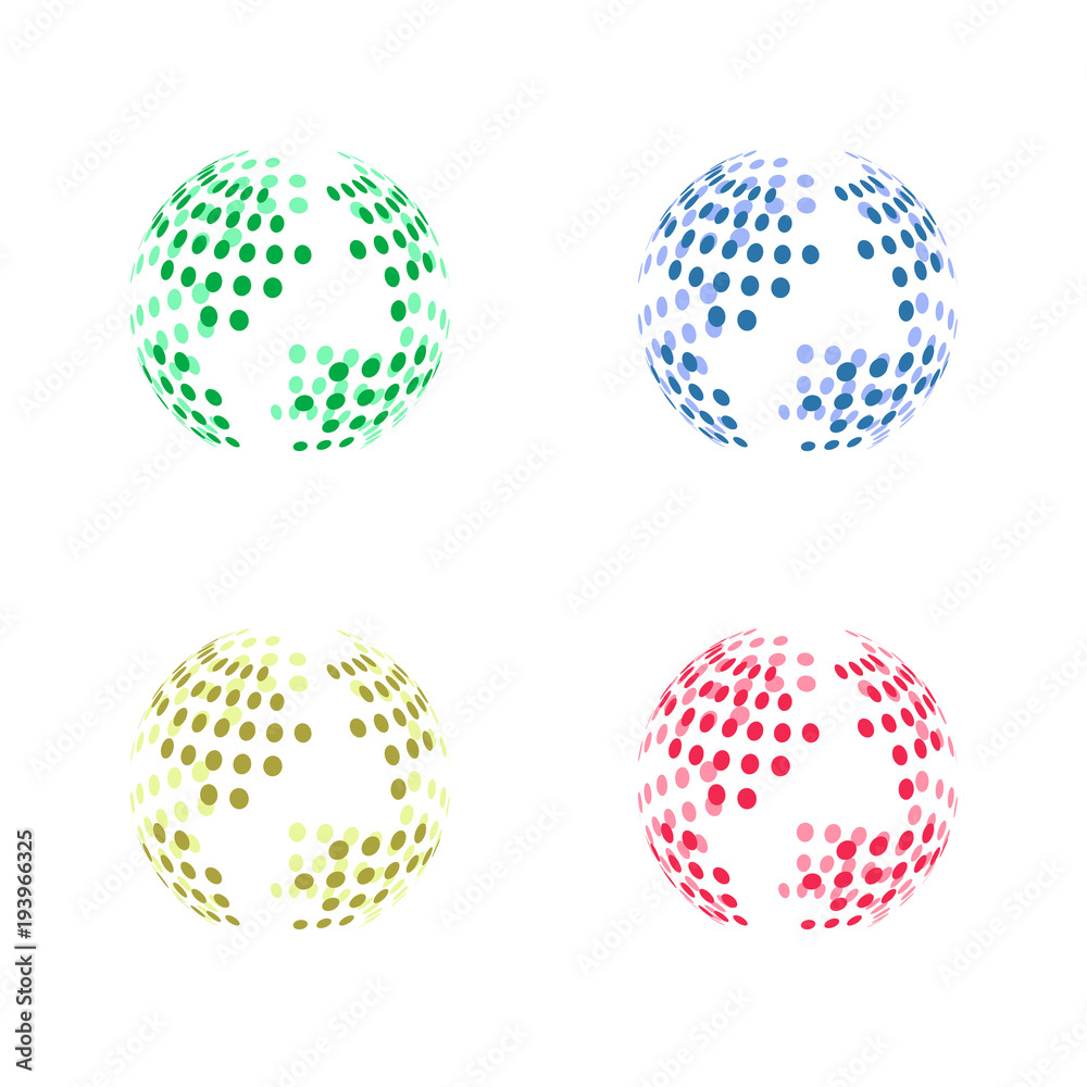 Set abstract globe of the Earth of colorful dots Set abstract globe of the Earth of colorful dots