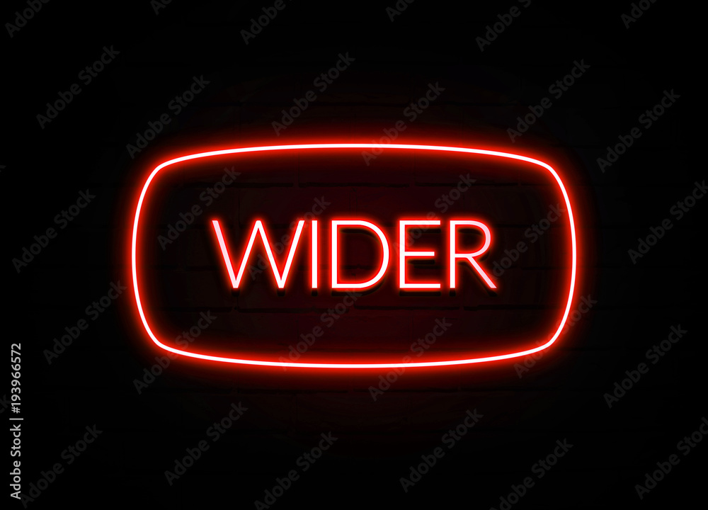 Wider neon sign on brick wall background. Wider neon sign on brick wall background.