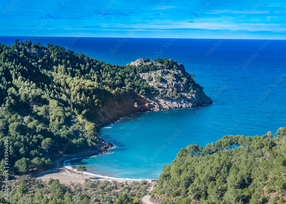 Cala Tuent, a remote, tranquil beach on the northwest coast of Majorca (Mallorca), Baleraic Islands, Spain
