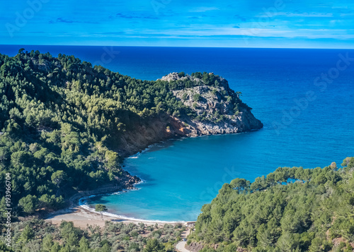 Cala Tuent  a remote  tranquil beach on the northwest coast of Majorca  Mallorca   Baleraic Islands  Spain