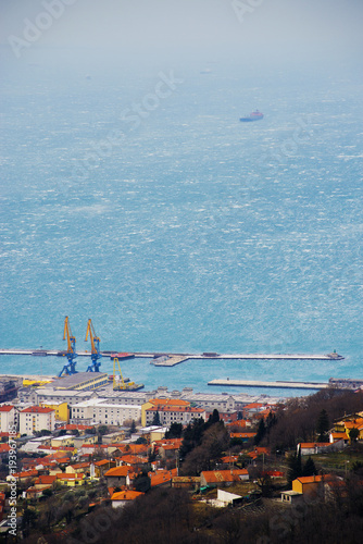 Gale-force wind Bora, Trieste, Italy. Top-view