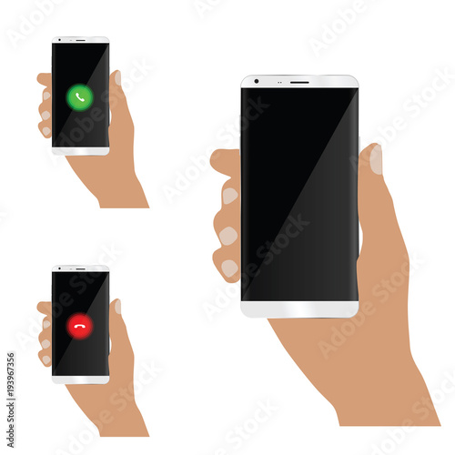 mobile phone in man hand set illustration