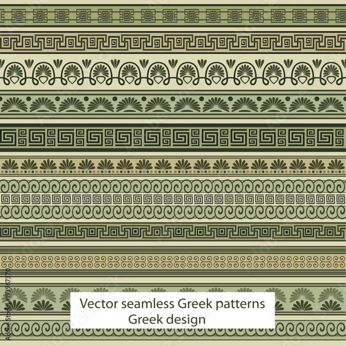 Vector seamless Greek patterns, Greek design. Endless texture can be used for Wallpaper, decoration, borders, fill pattern, background web pages, clothing, elements