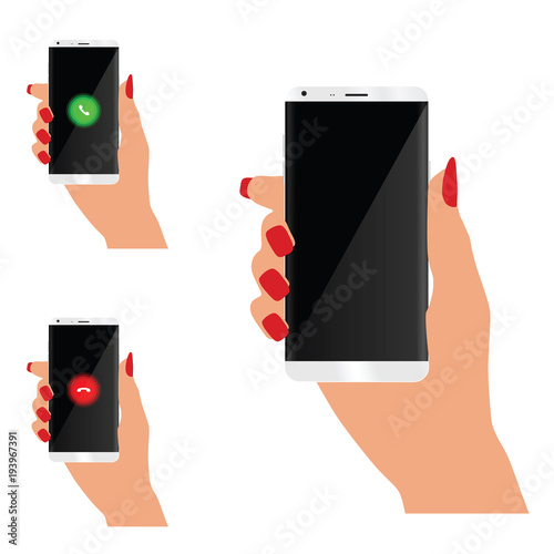 mobile phone in woman hand illustration