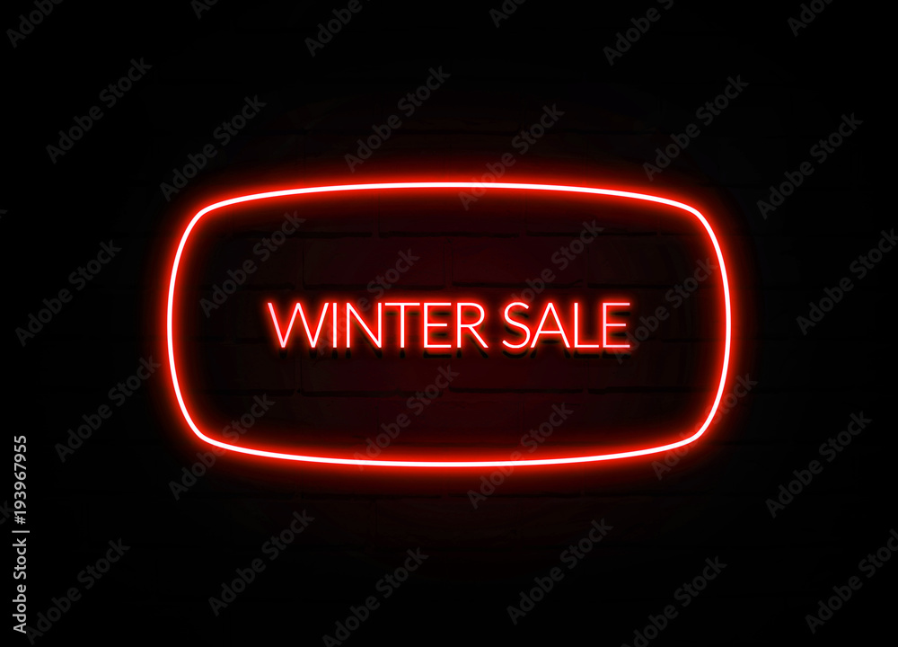 Winter Sale neon sign on brick wall background. Winter Sale neon sign on brick wall background.