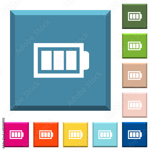 Full battery with three load units white icons on edged square buttons