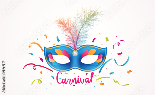 Carnival Lettering with colorful party ribbons