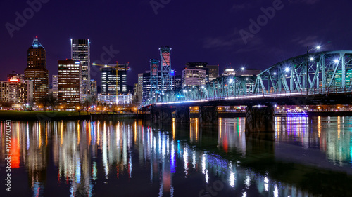 Night view of Portland downtown skyline © hit1912